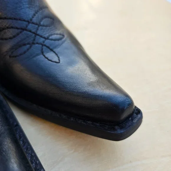 Penny Loves Kenny Calf Leather Womens Western Cowbow Black Boots, Preowned, 7.5M - Picture 7 of 13